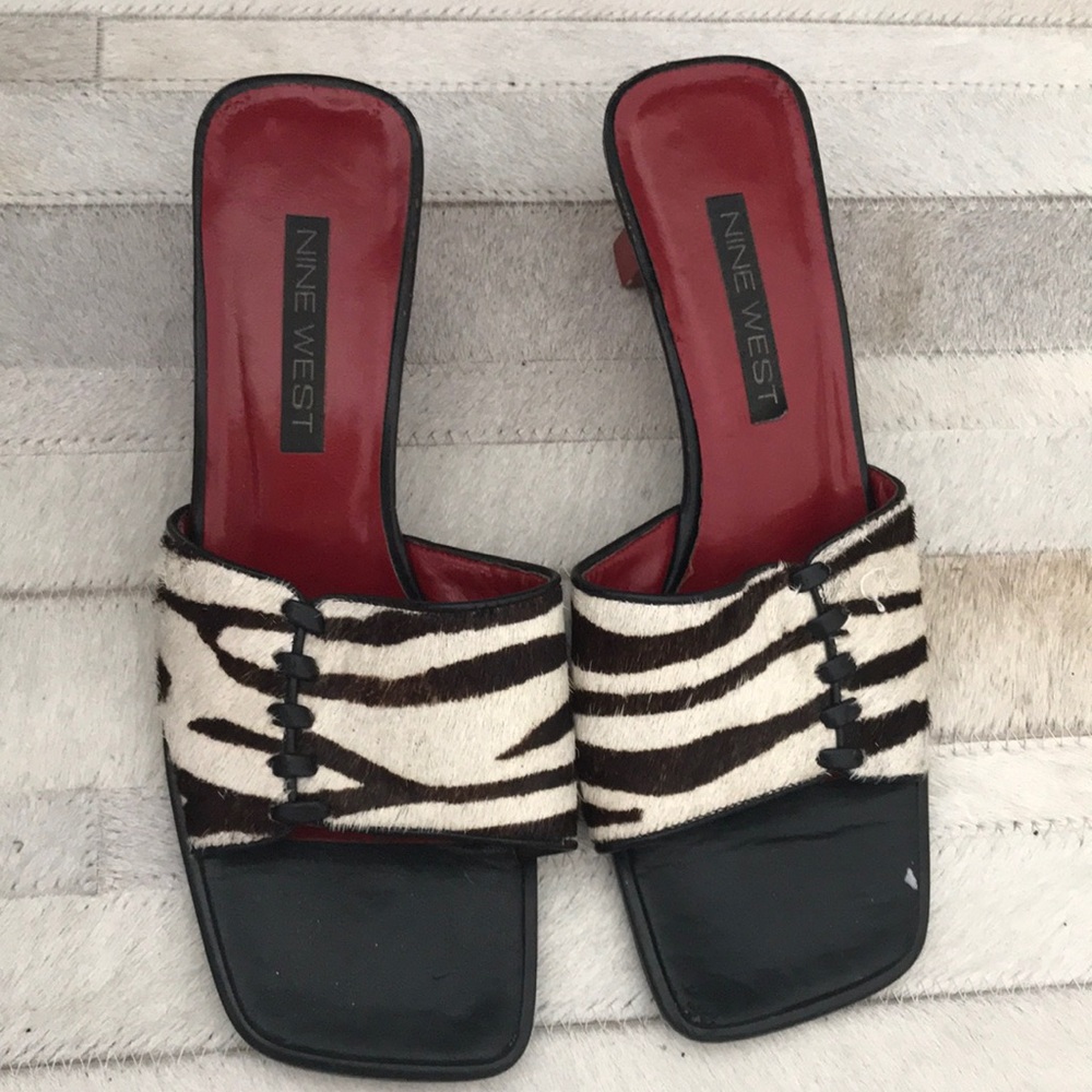 Zebra print open toe shoes